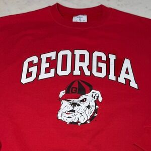 Champion Georgia Bulldogs Sweatshirt Mens Medium Red Uga Mascot GO DAWGS